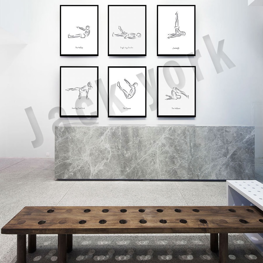 Pilates Yoga Gifts - Joseph Pilates Exercise Infographics Poster Black