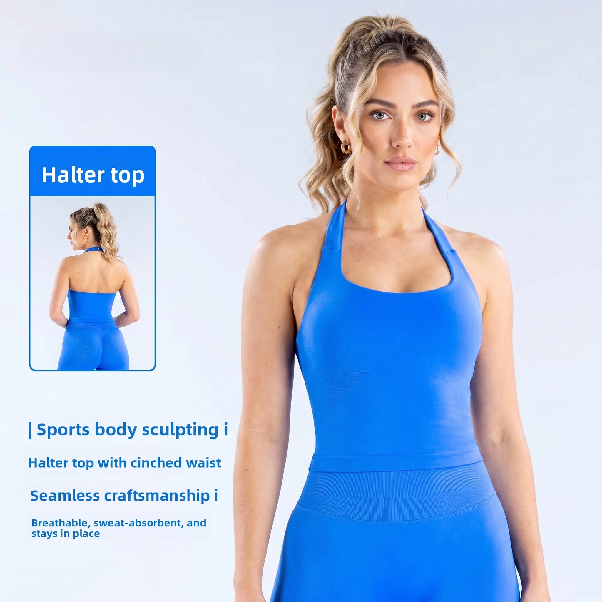 Pilates Yoga Clothes - DenyfFitness Halter Top Woman Gym Clothes