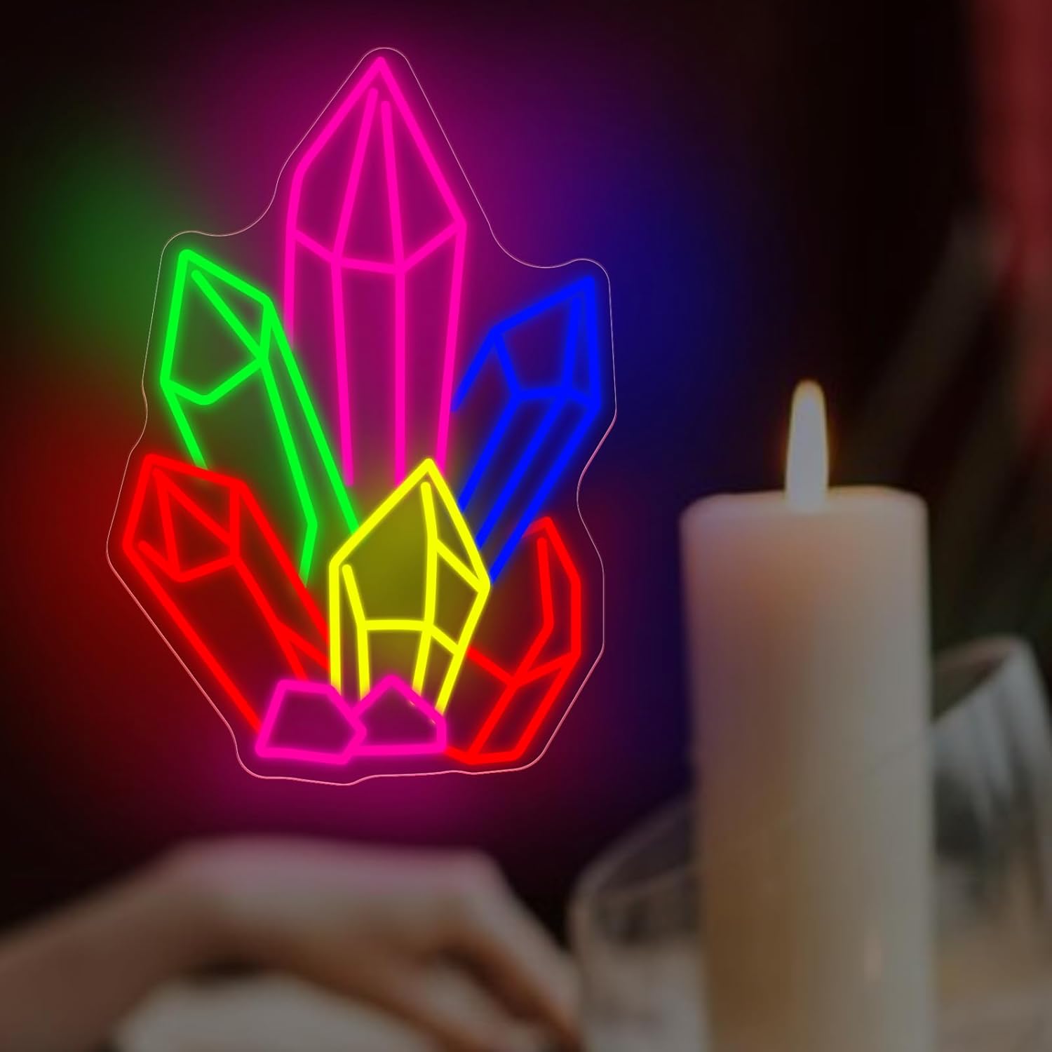 Crystals Stones Tarot Neon Sig - Pilates Yoga Room ulasan dan harga