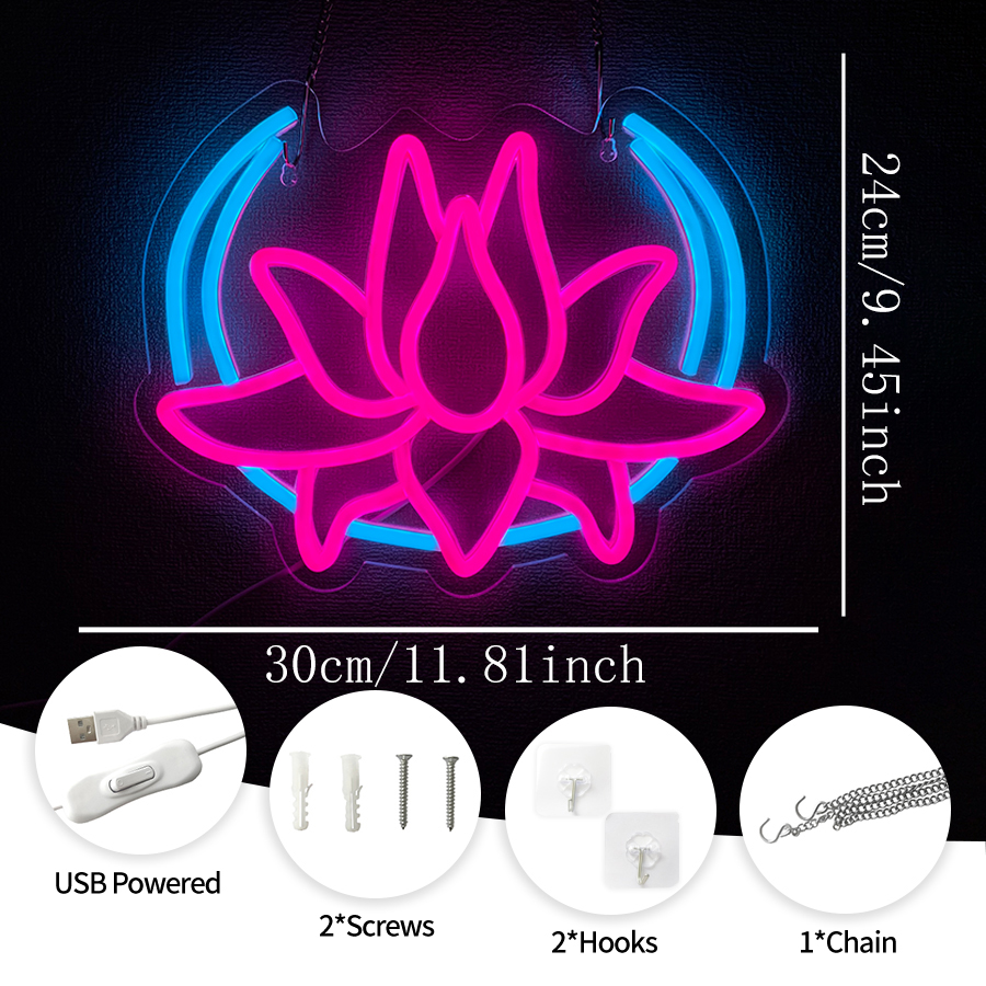 Lotus Neon Sign,LED Neon Light - Pilates Yoga Room ulasan dan harga